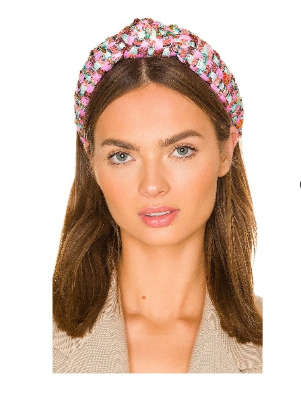Lele Sadoughi Mixed Woven Knotted Headband in Rose Ribbon